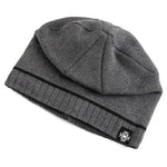 Luxury Knitted Winter Beanie for Men - Warm Ski Cap with Casual Snow Label Decor